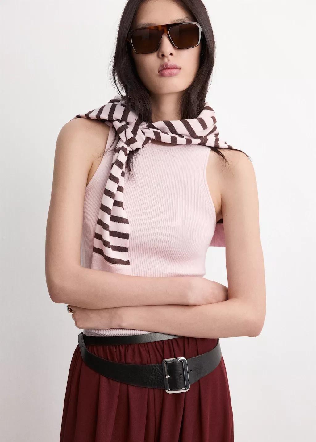 Pink Lt Pastel Fitted Fine-Knit Top, Light-Pastel Pink, large image number 3