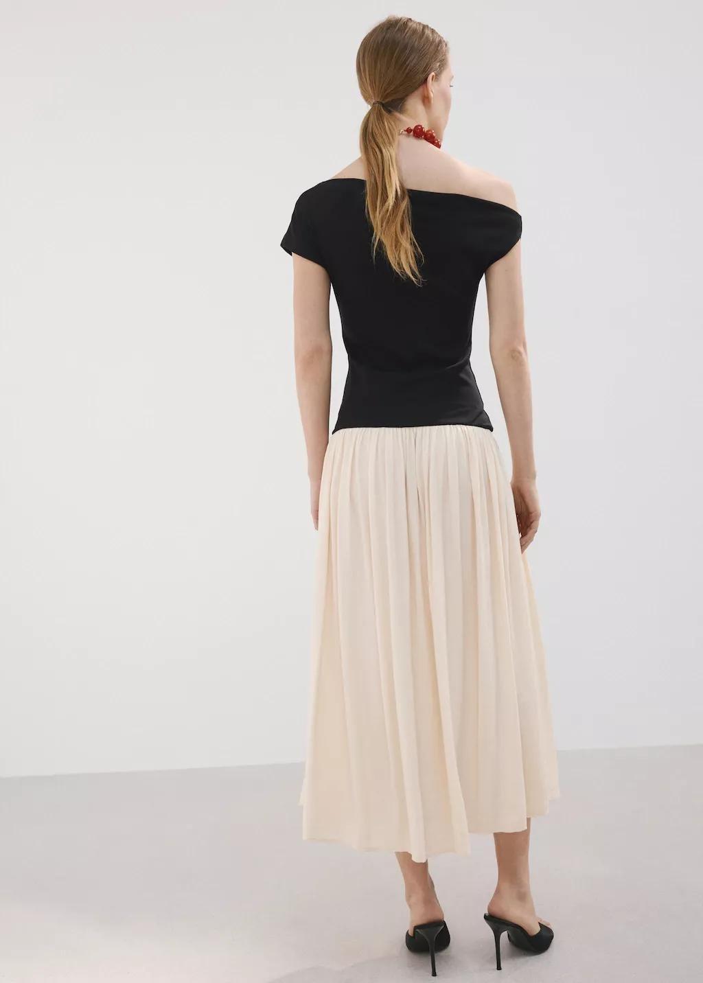 Beige Asymmetrical Flared Dress, 0201_05, large image number 2