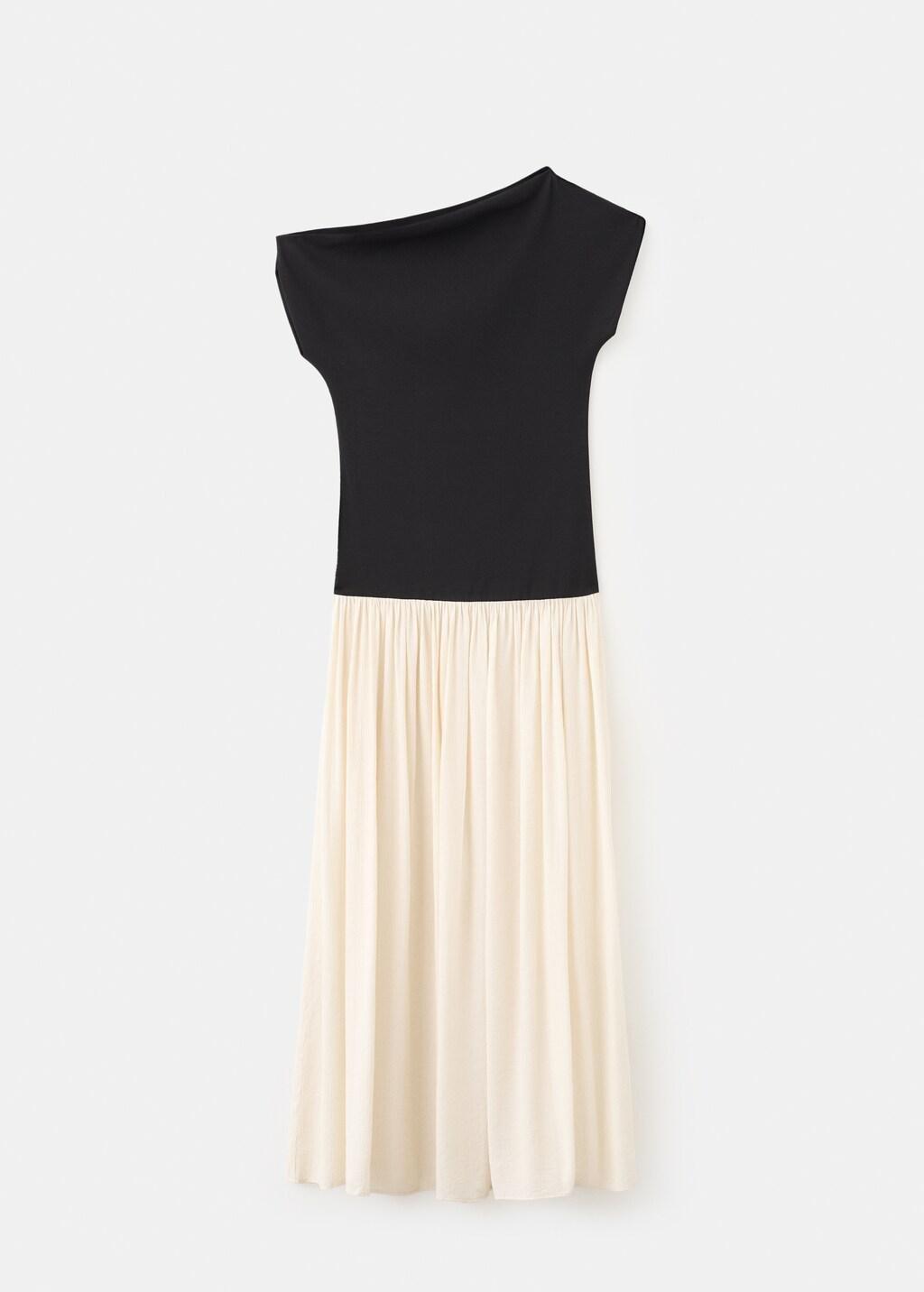 Beige Asymmetrical Flared Dress, 0201_05, large image number 6