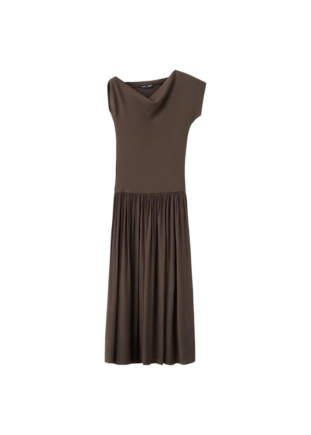 Brown Asymmetrical Flared Dress, Brown, large image number 5