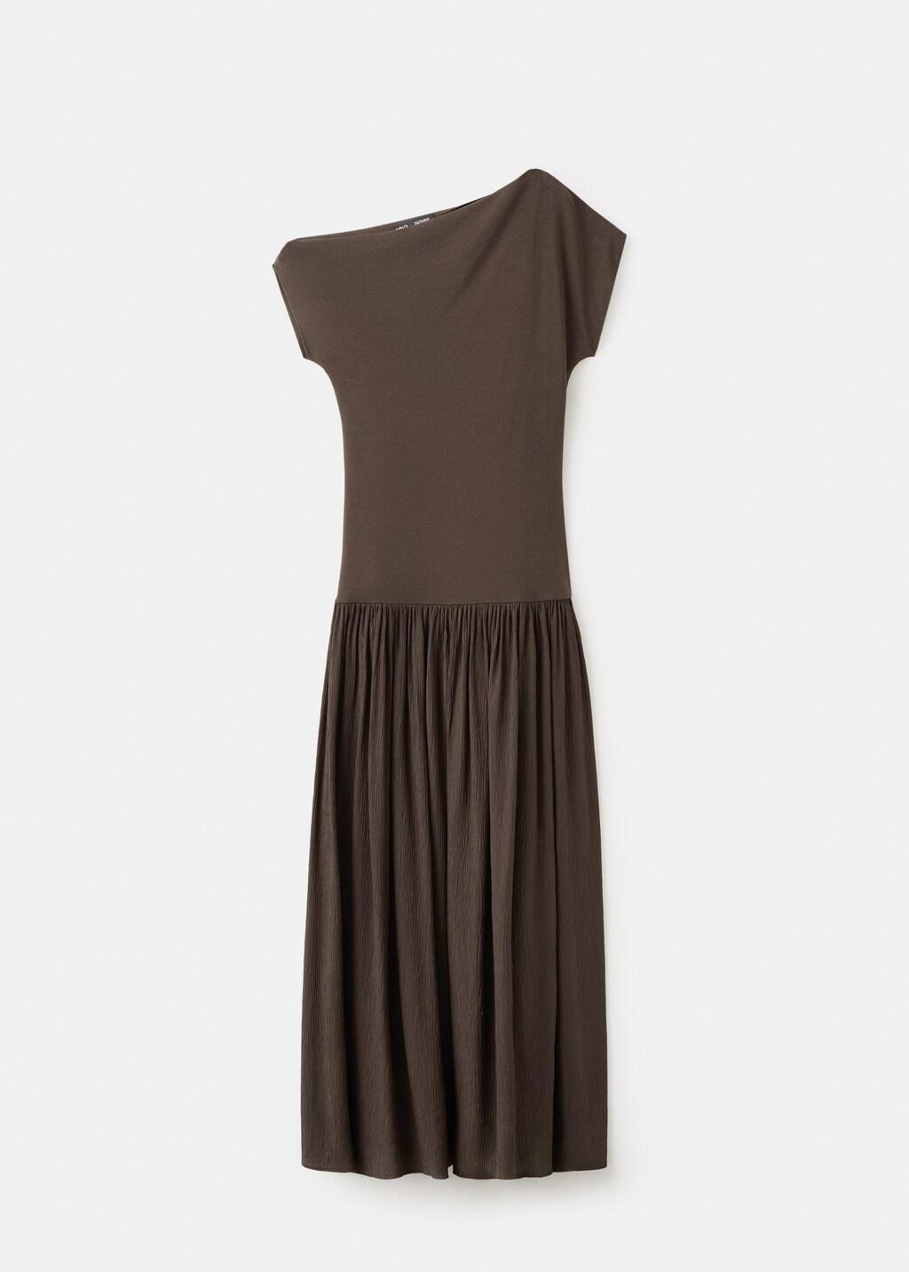 Brown Asymmetrical Flared Dress, Brown, large image number 6