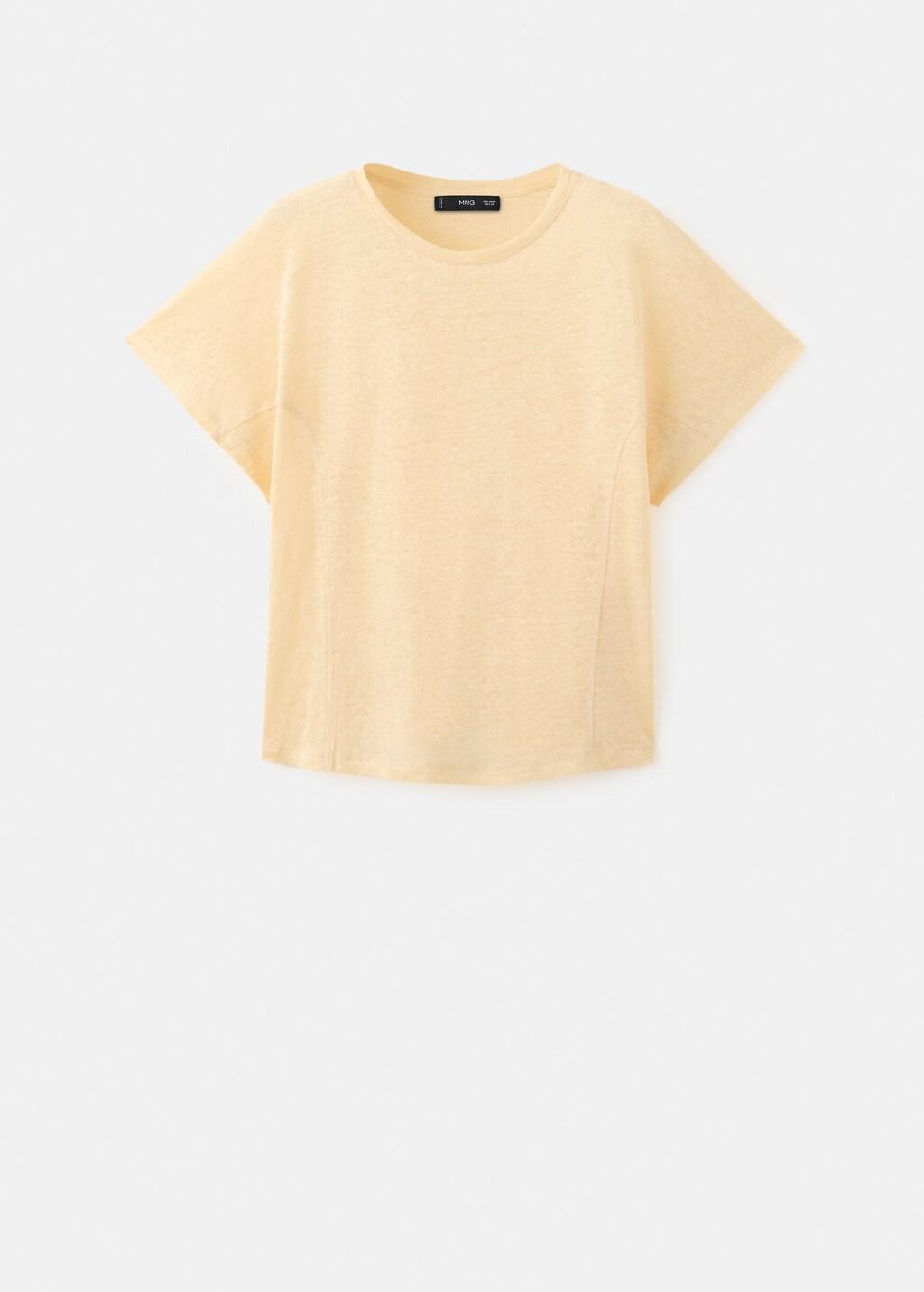Yellow Short-Sleeved Linen T-Shirt, Yellow, medium