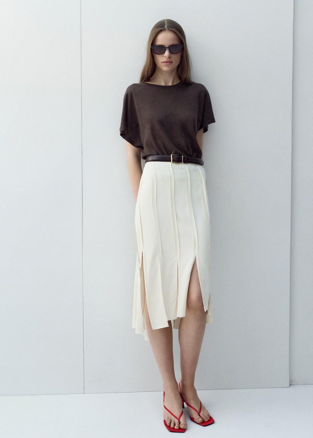 Brown Short-Sleeved Linen T-Shirt, Brown, large image number 0