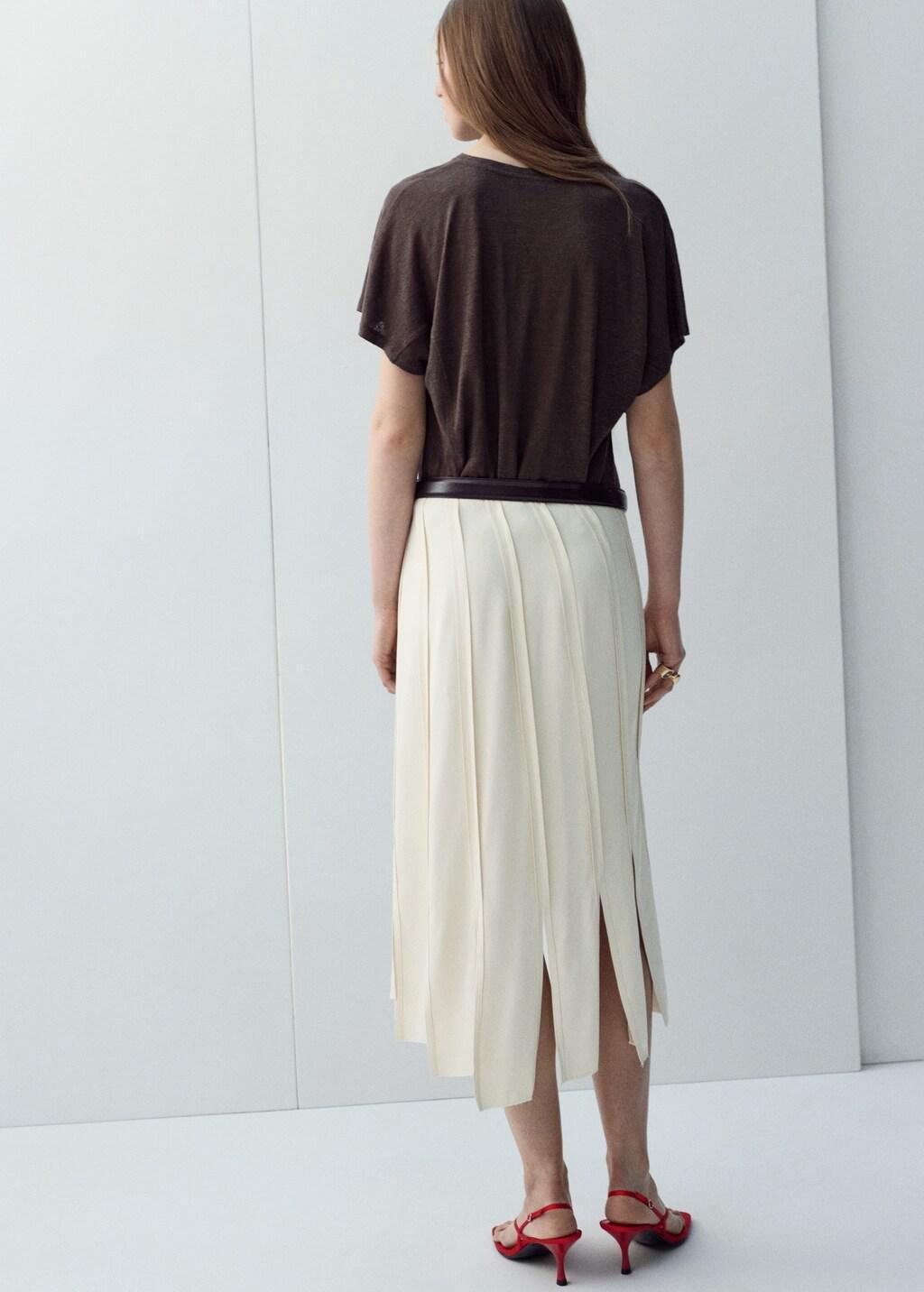 Brown Short-Sleeved Linen T-Shirt, Brown, large image number 2
