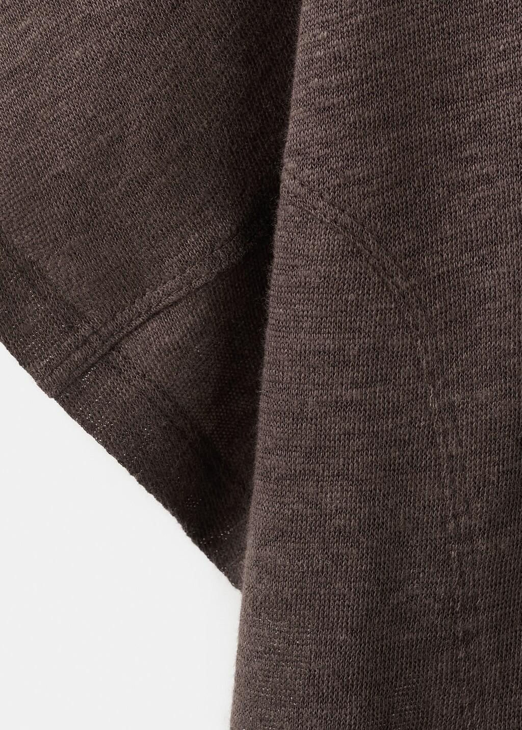 Brown Short-Sleeved Linen T-Shirt, Brown, large image number 5