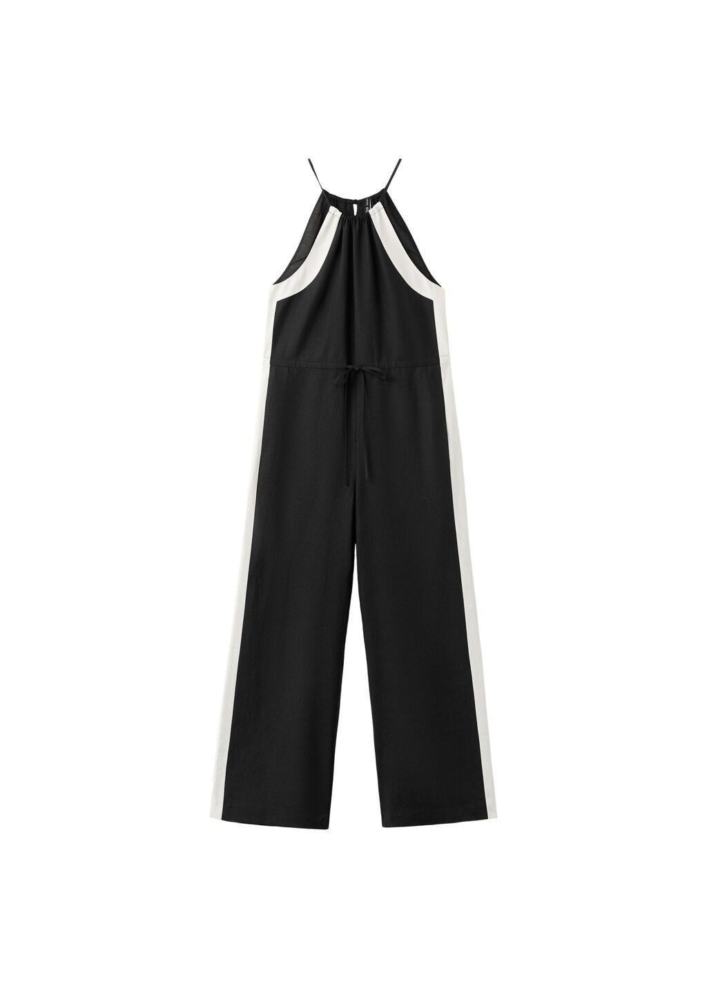 Black Linen Halter Jumpsuit, 0201_99, large image number 6