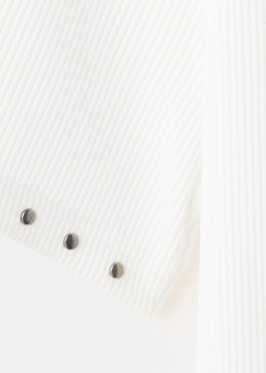 White Short-Sleeve Studded T-Shirt, 0201_01, large image number 1