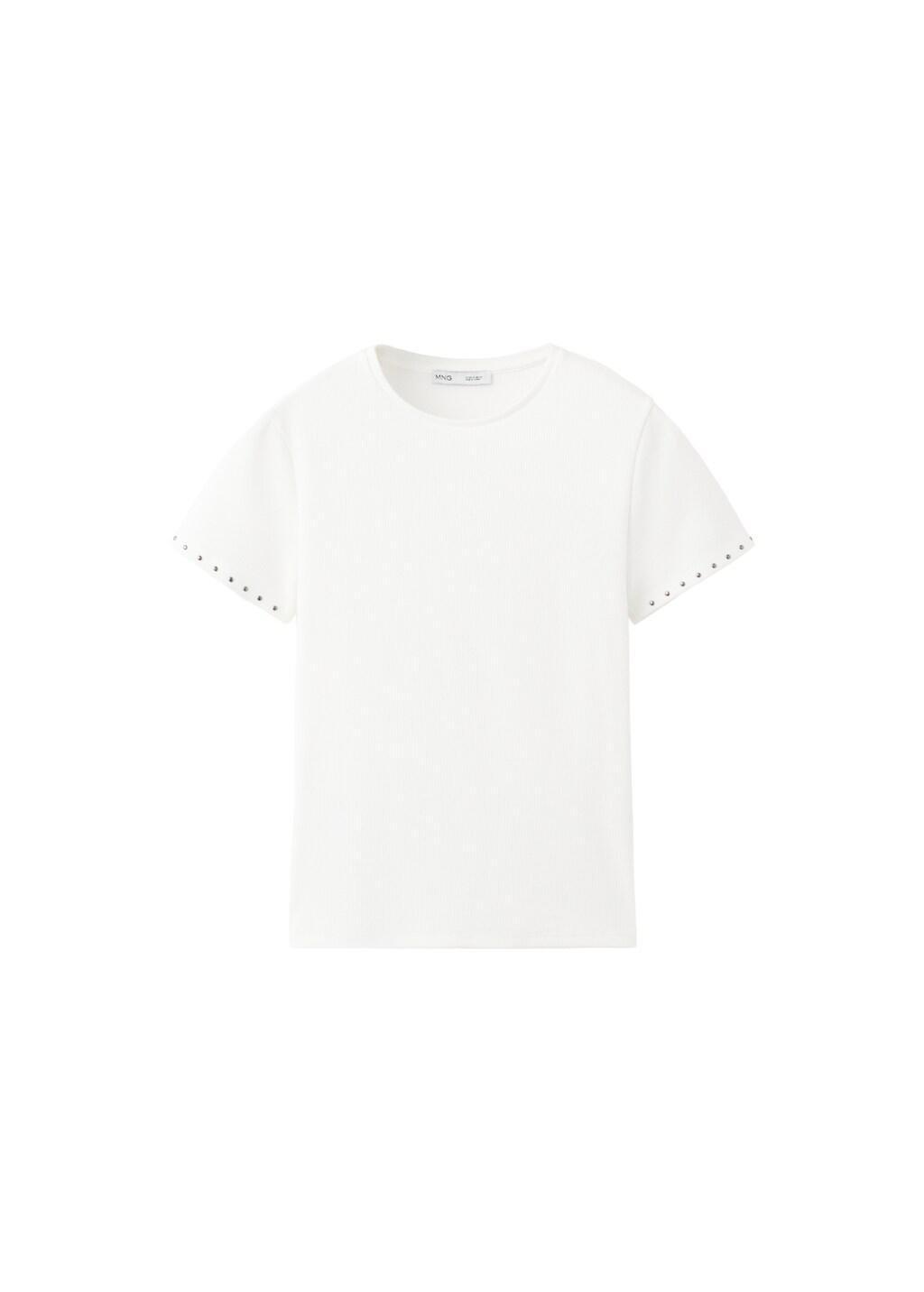 White Short-Sleeve Studded T-Shirt, 0201_01, large image number 6