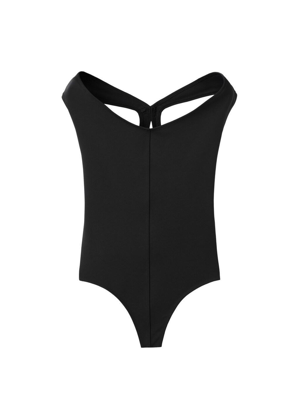 Black Fitted Bodysuit With Open Back, Black, large image number 7