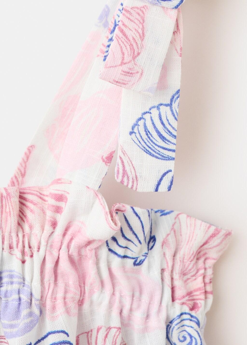 White Printed Cotton Blouse, Kids Girl, Natural White, large image number 0