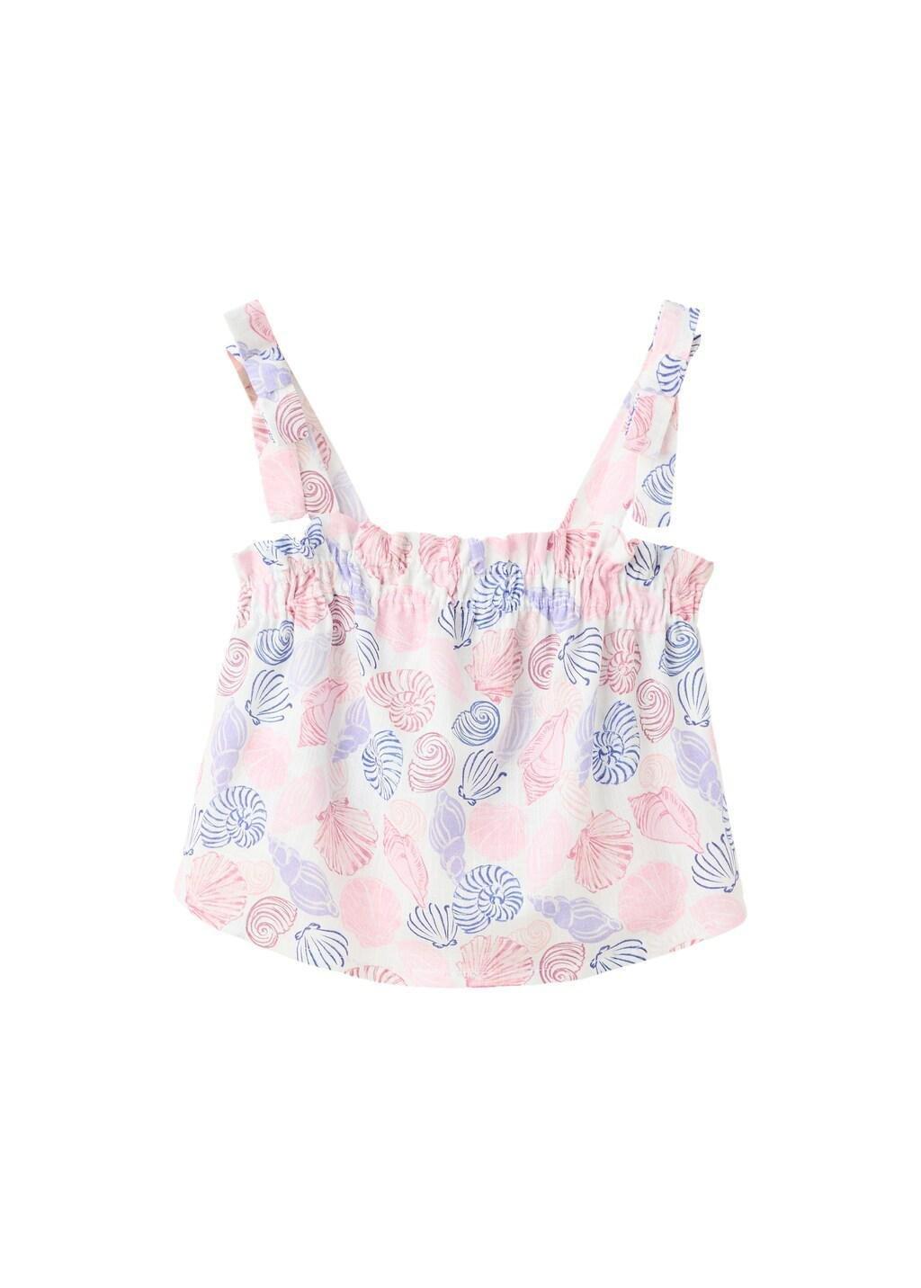 White Printed Cotton Blouse, Kids Girl, Natural White, large image number 3