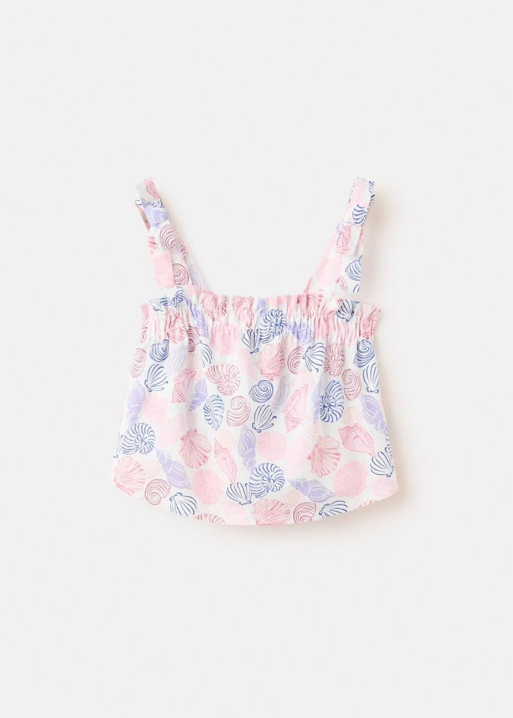 White Printed Cotton Blouse, Kids Girl, Natural White, large image number 4