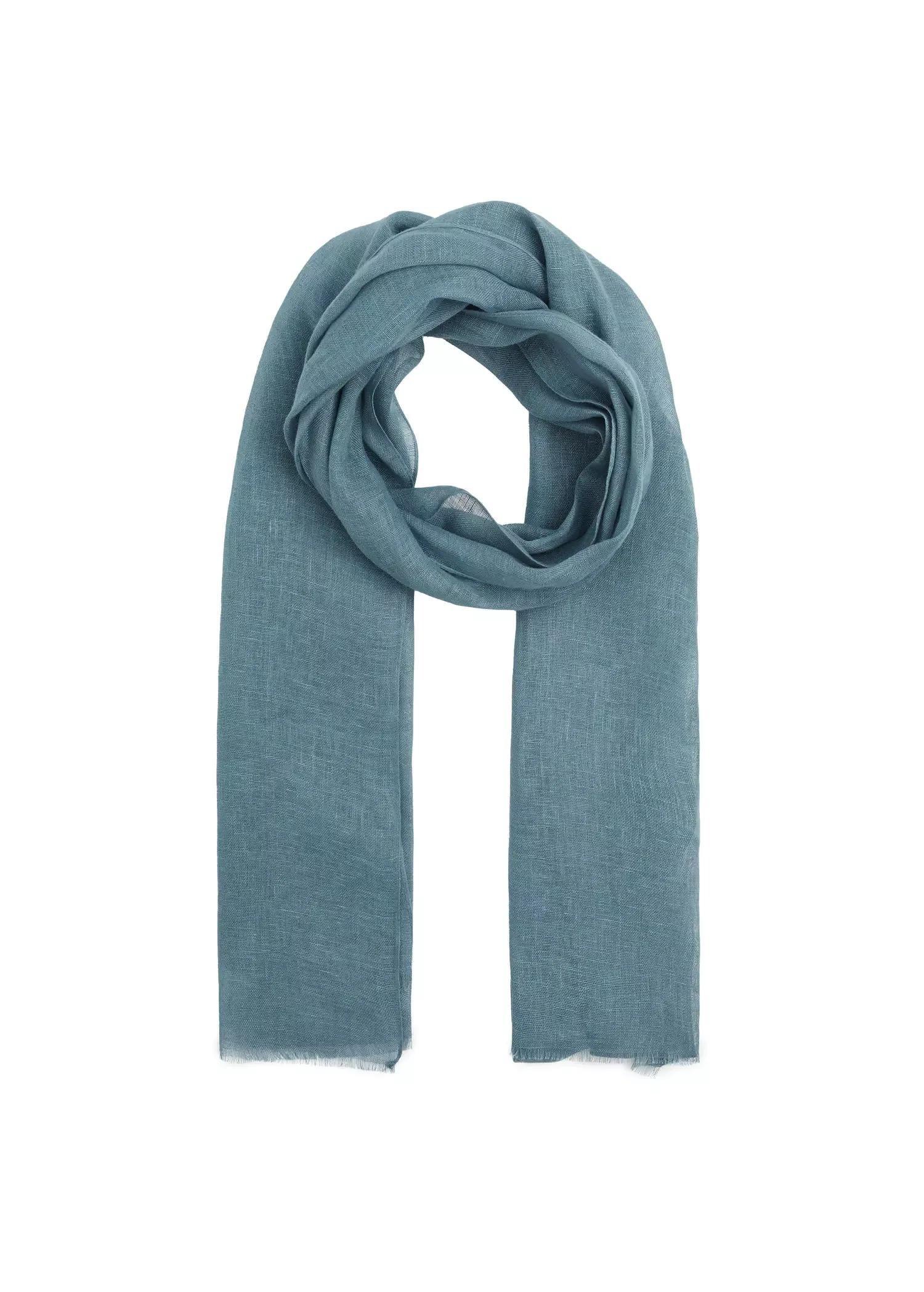 Dark Blue 100% Linen Scarf, , large image number 0