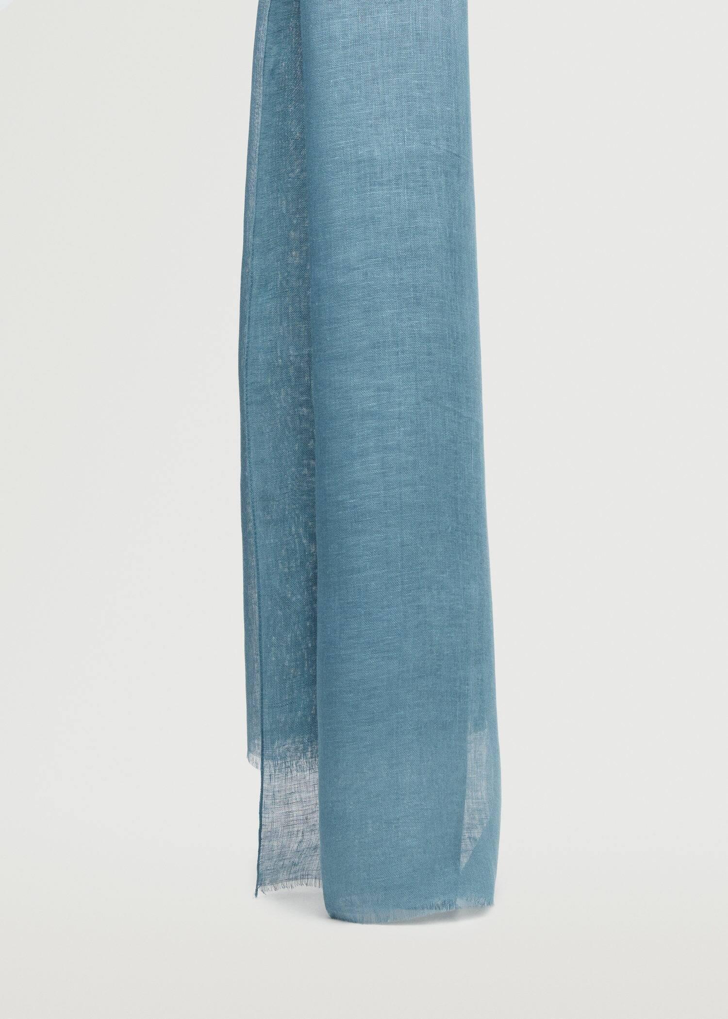 Dark Blue 100% Linen Scarf, , large image number 3
