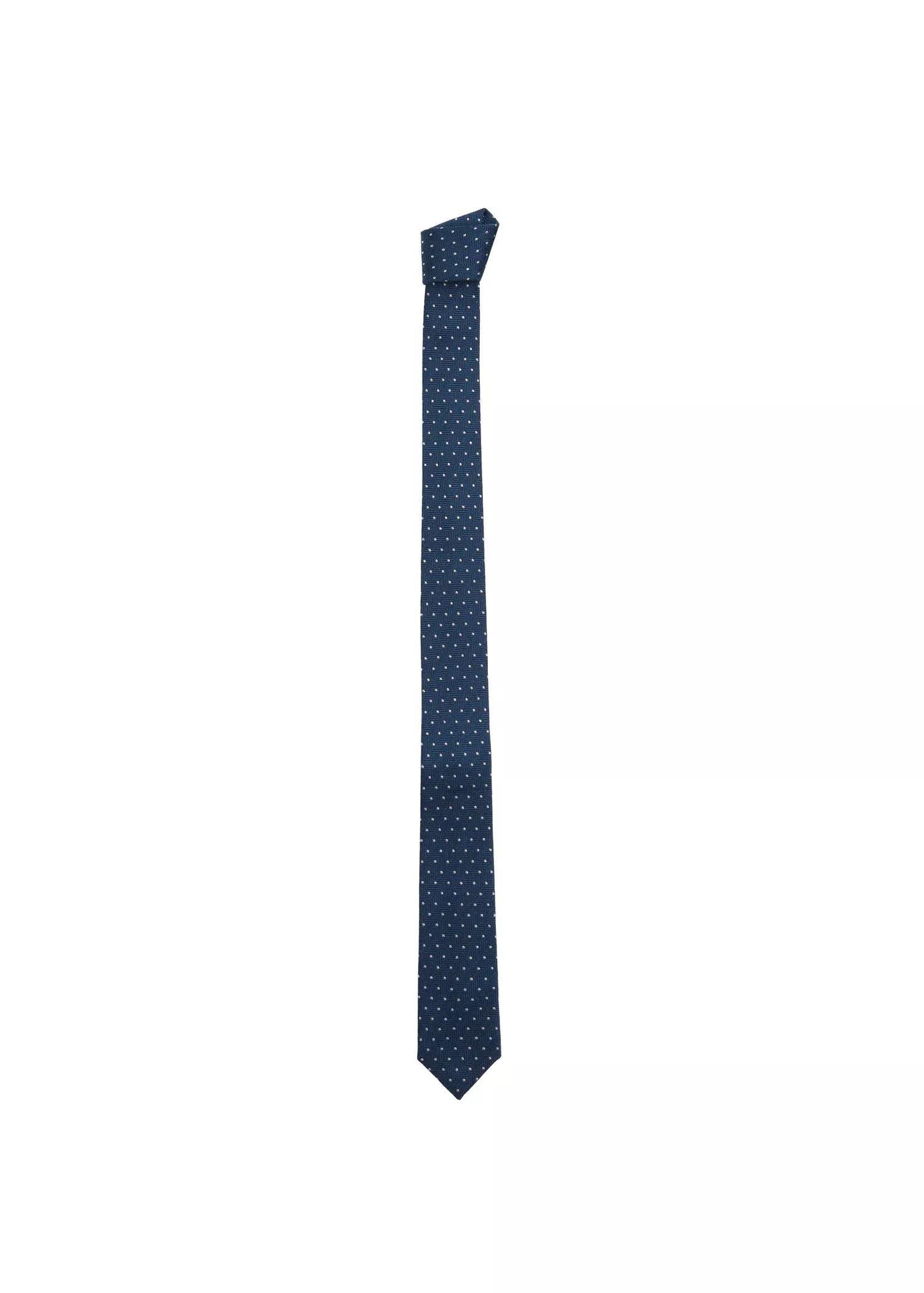 Navy Polka-Dot Patterned Tie, Kids Boy, , large image number 0
