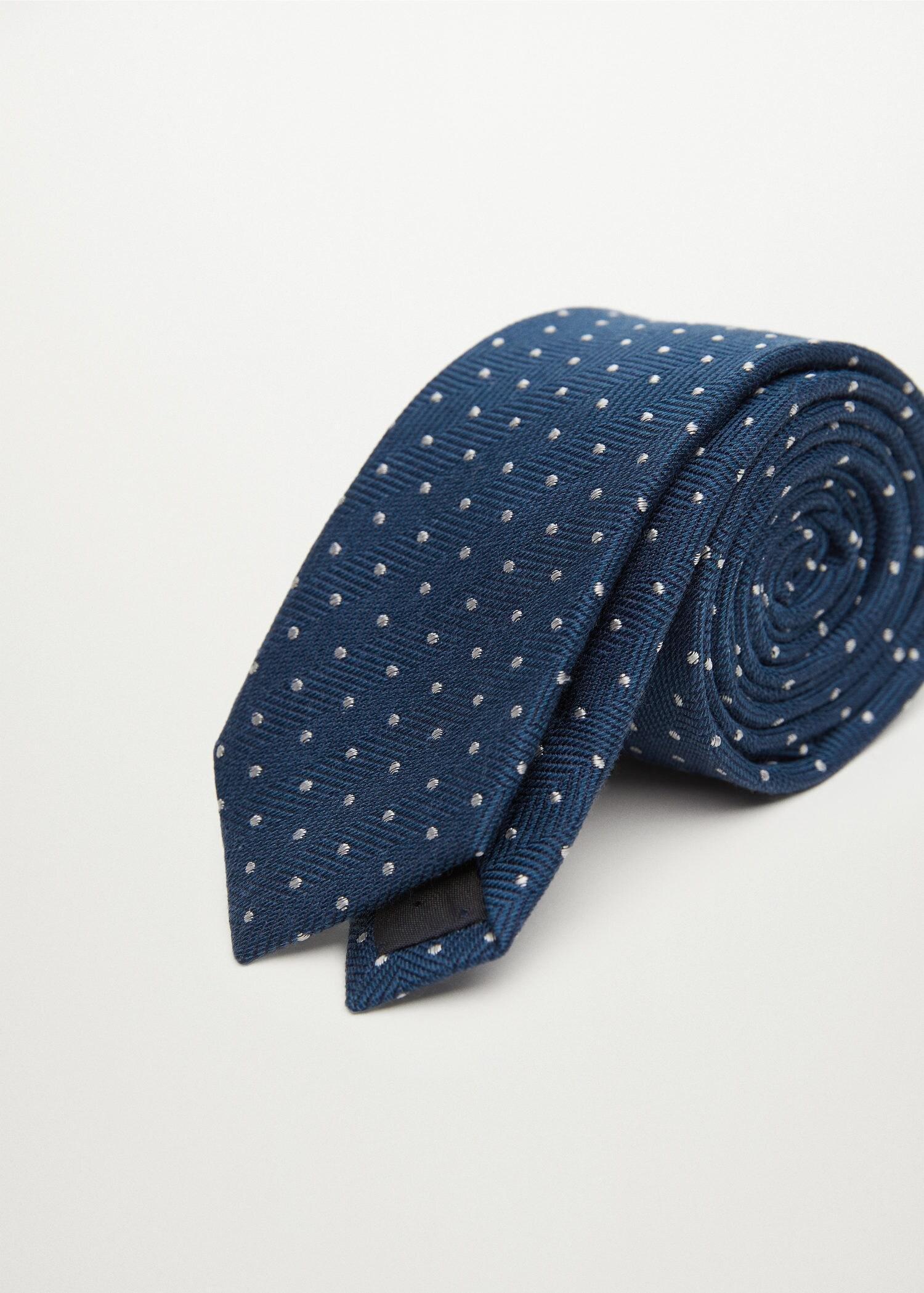 Navy Polka-Dot Patterned Tie, Kids Boy, , large image number 1