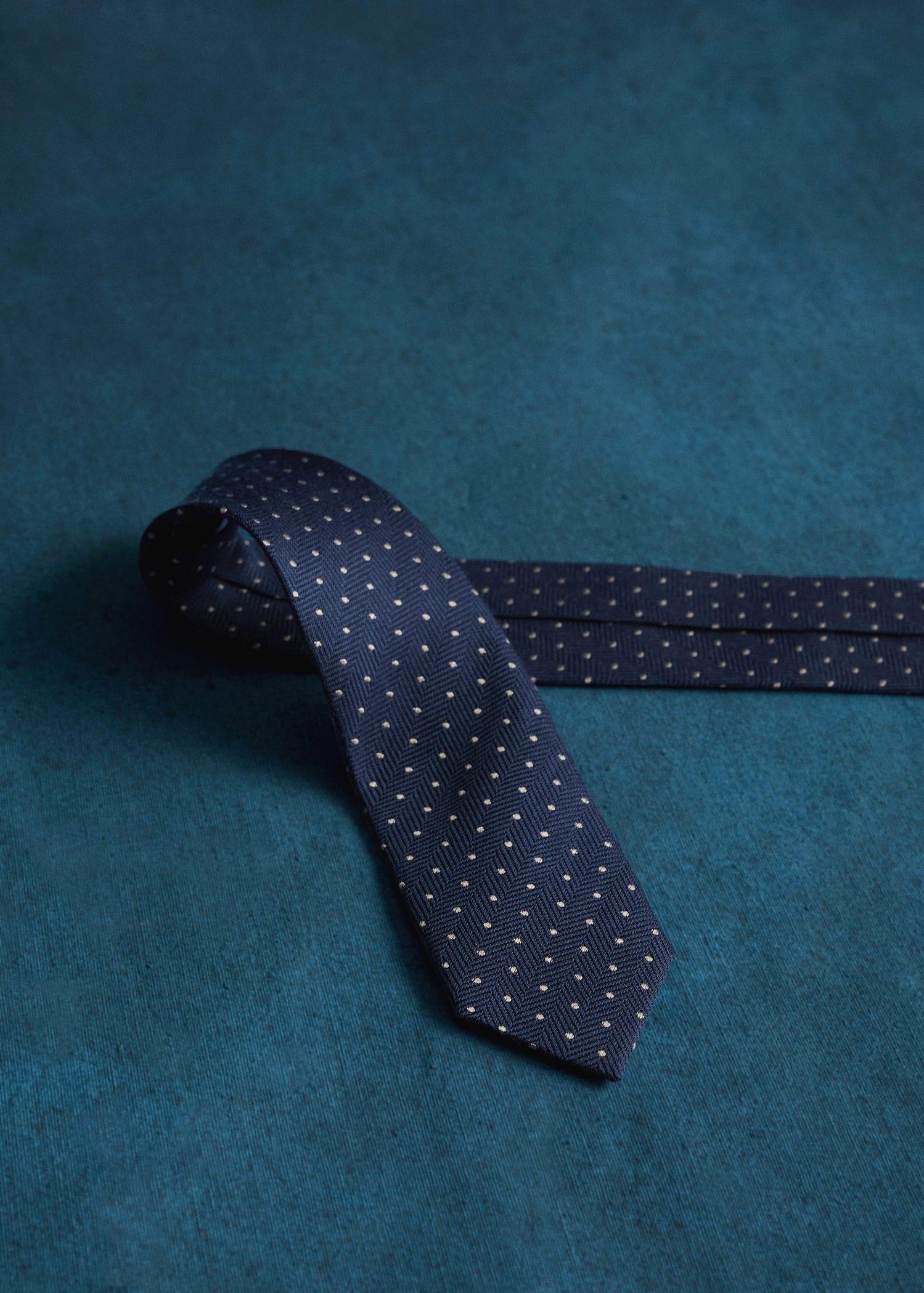 Navy Polka-Dot Patterned Tie, Kids Boy, , large image number 2