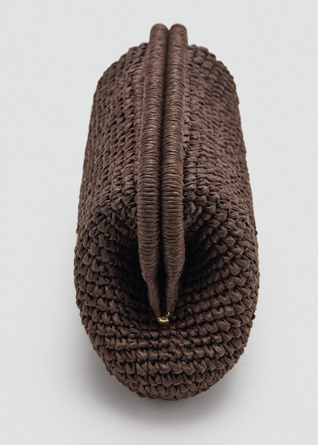 Brown Natural Fiber Clutch Bag, Dark Brown, large image number 1