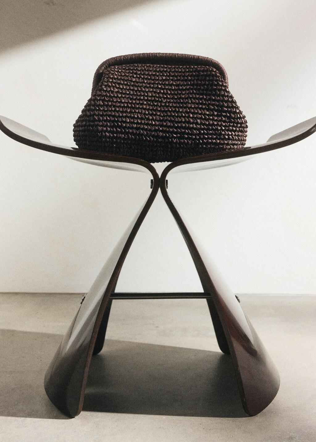 Brown Natural Fiber Clutch Bag, Dark Brown, medium