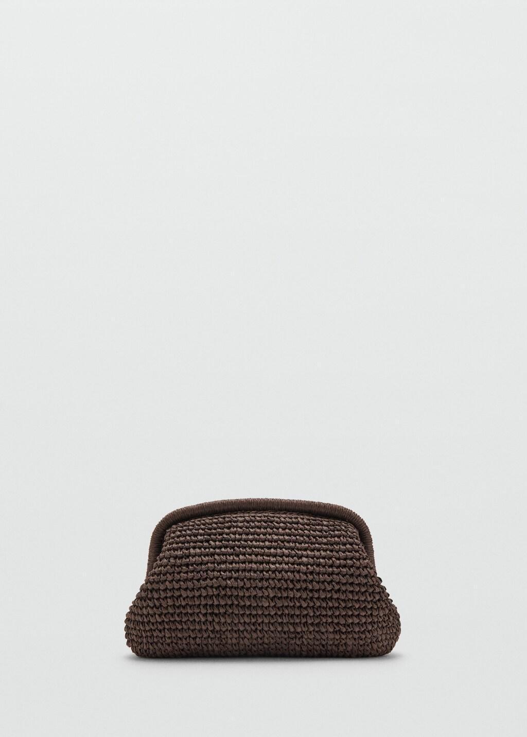 Brown Natural Fiber Clutch Bag, Dark Brown, large image number 4