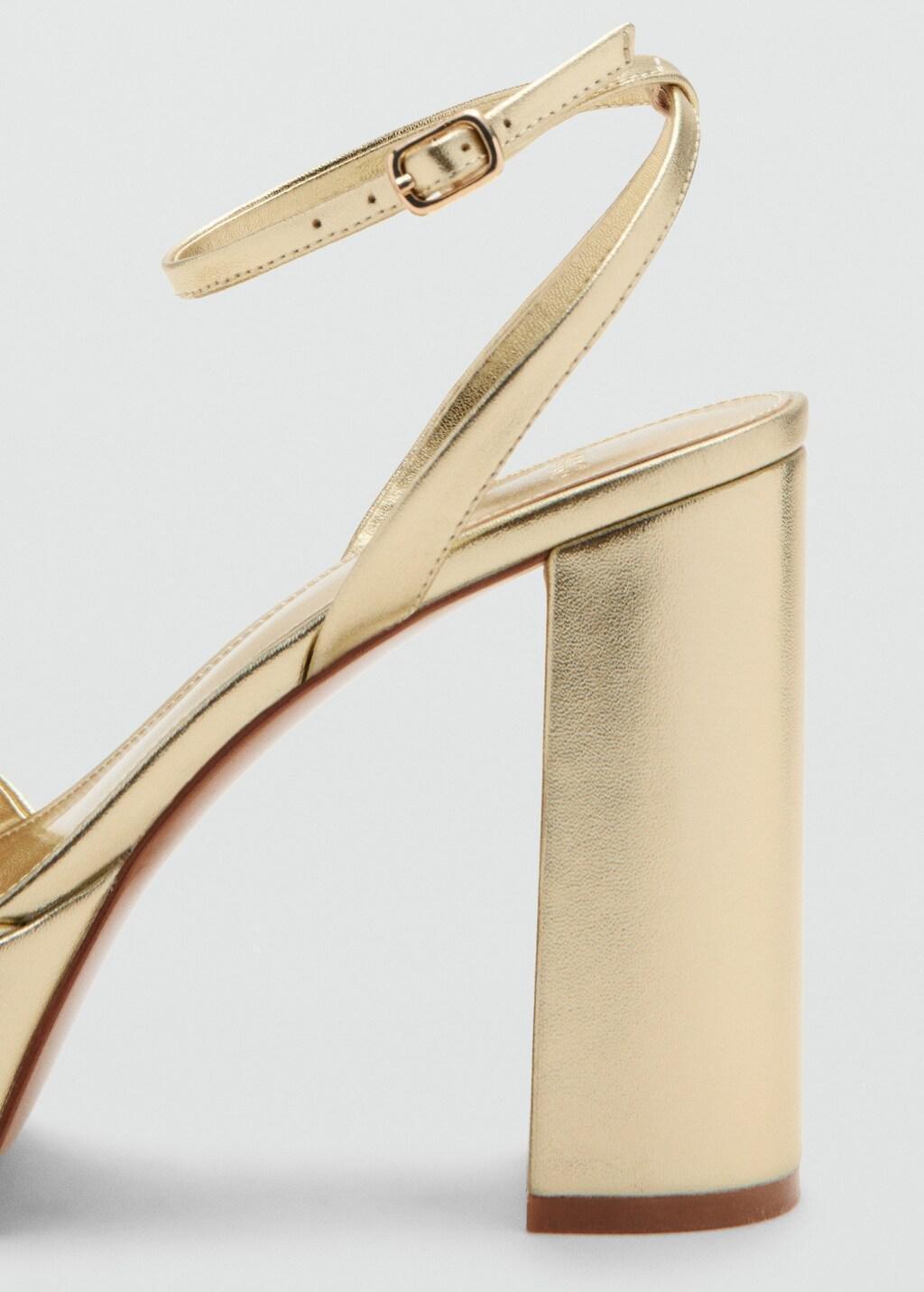 Gold Metallic-Effect Heeled Sandals, Gold, large image number 1