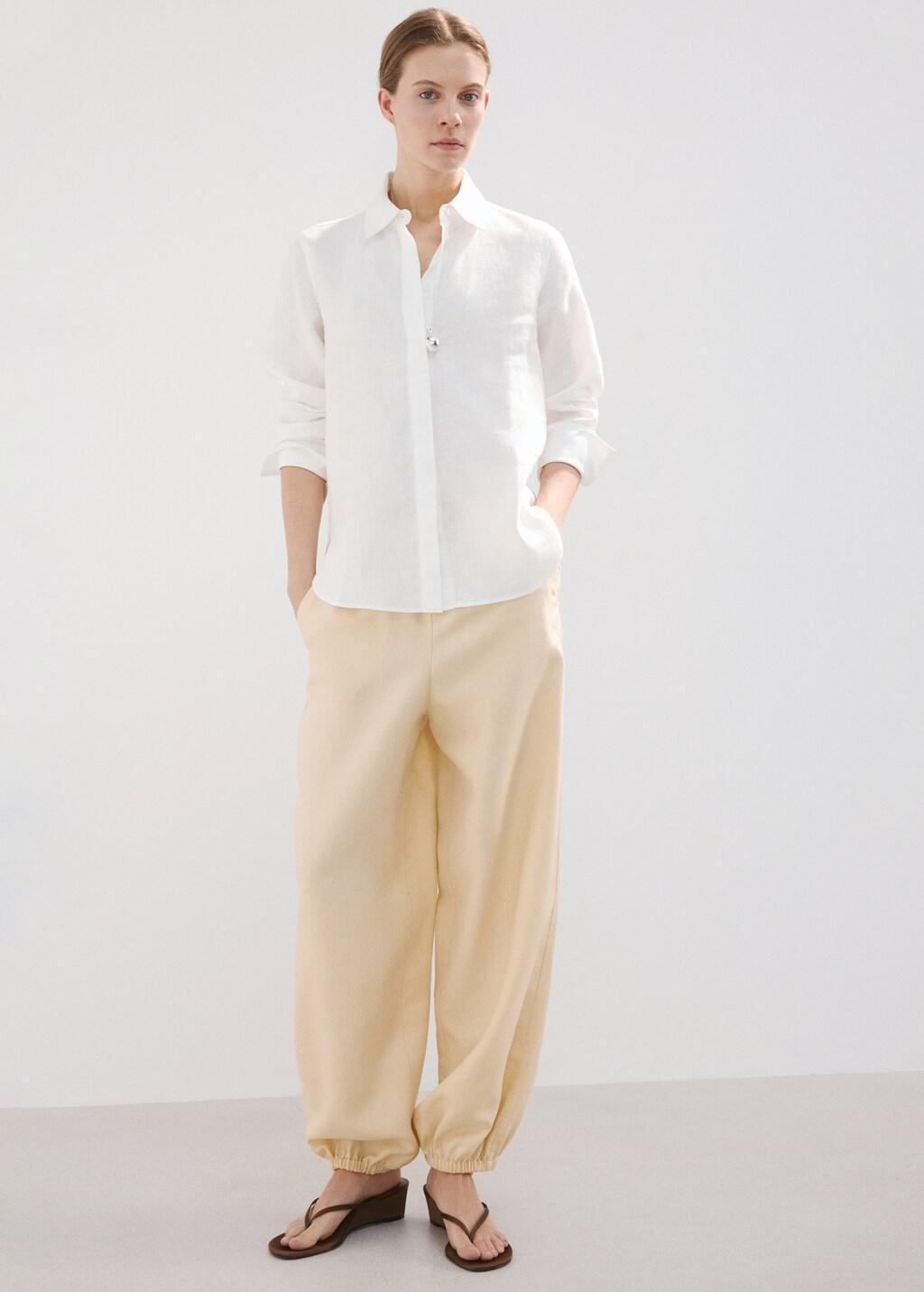 White Straight Linen Shirt, 0201_01, large image number 0