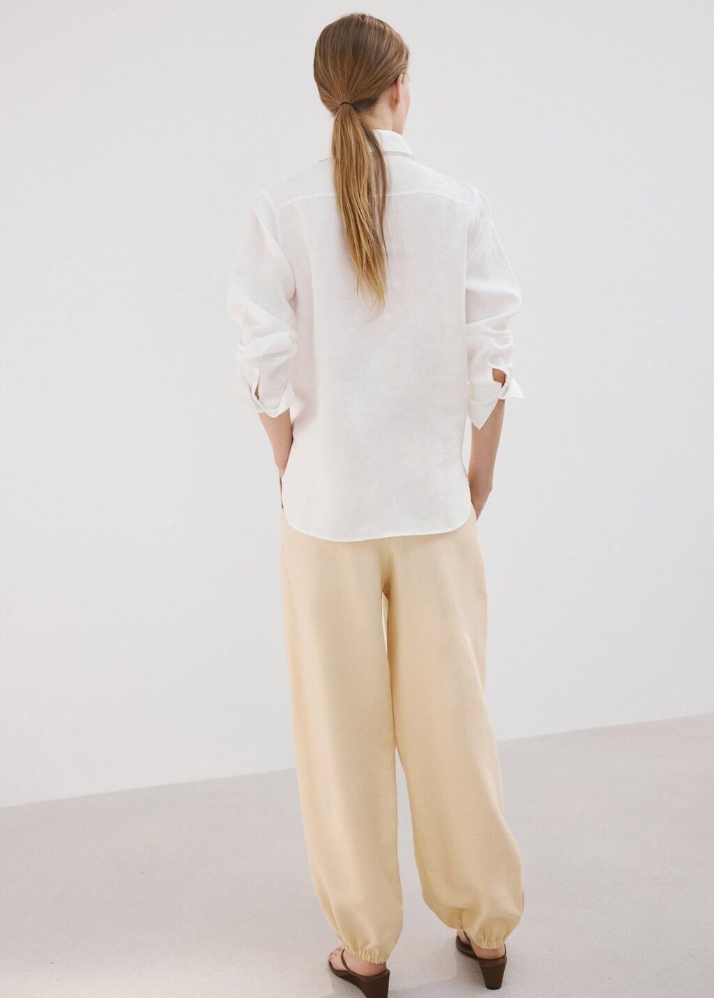 White Straight Linen Shirt, 0201_01, large image number 2