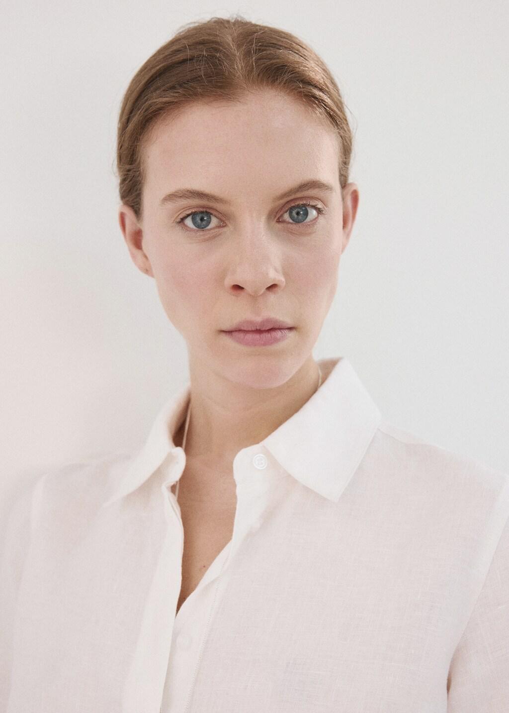 White Straight Linen Shirt, 0201_01, large image number 4