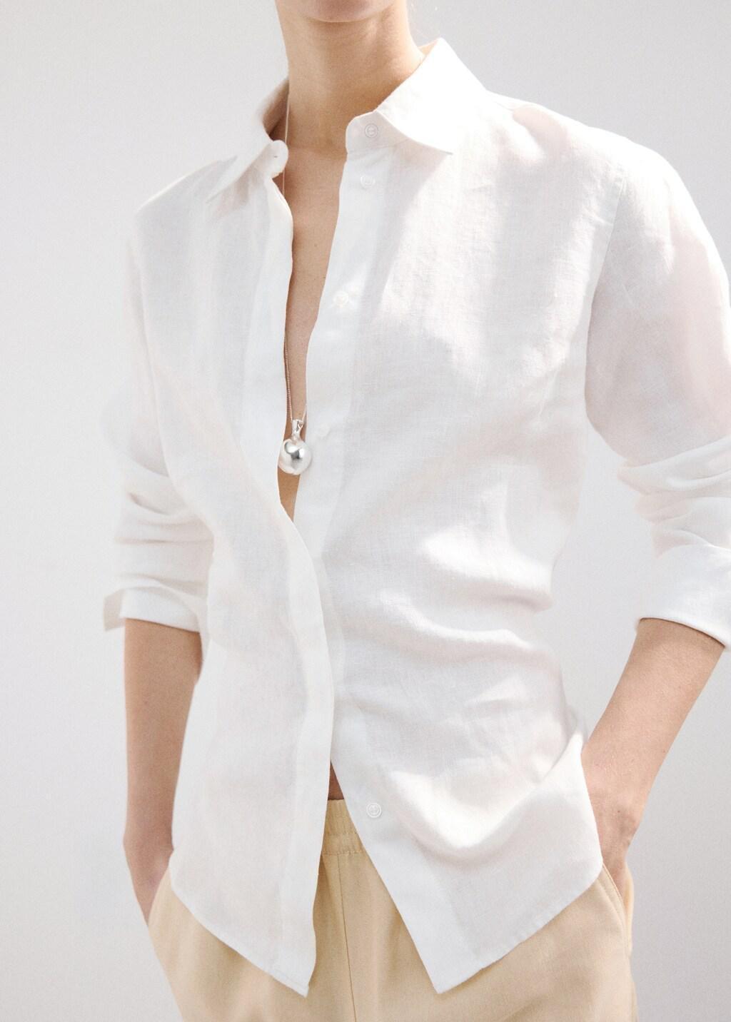 White Straight Linen Shirt, 0201_01, large image number 6
