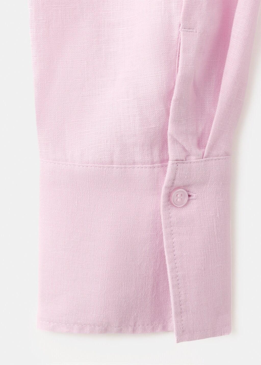 Pink Straight Linen Shirt, 0201_85, large image number 1