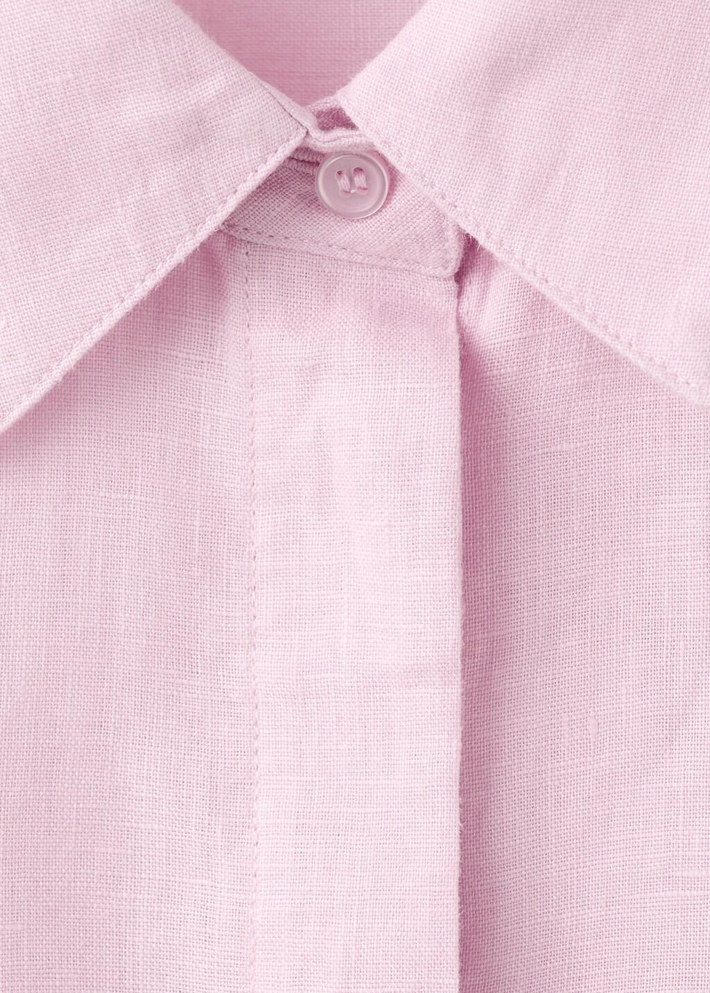Pink Straight Linen Shirt, 0201_85, large image number 5