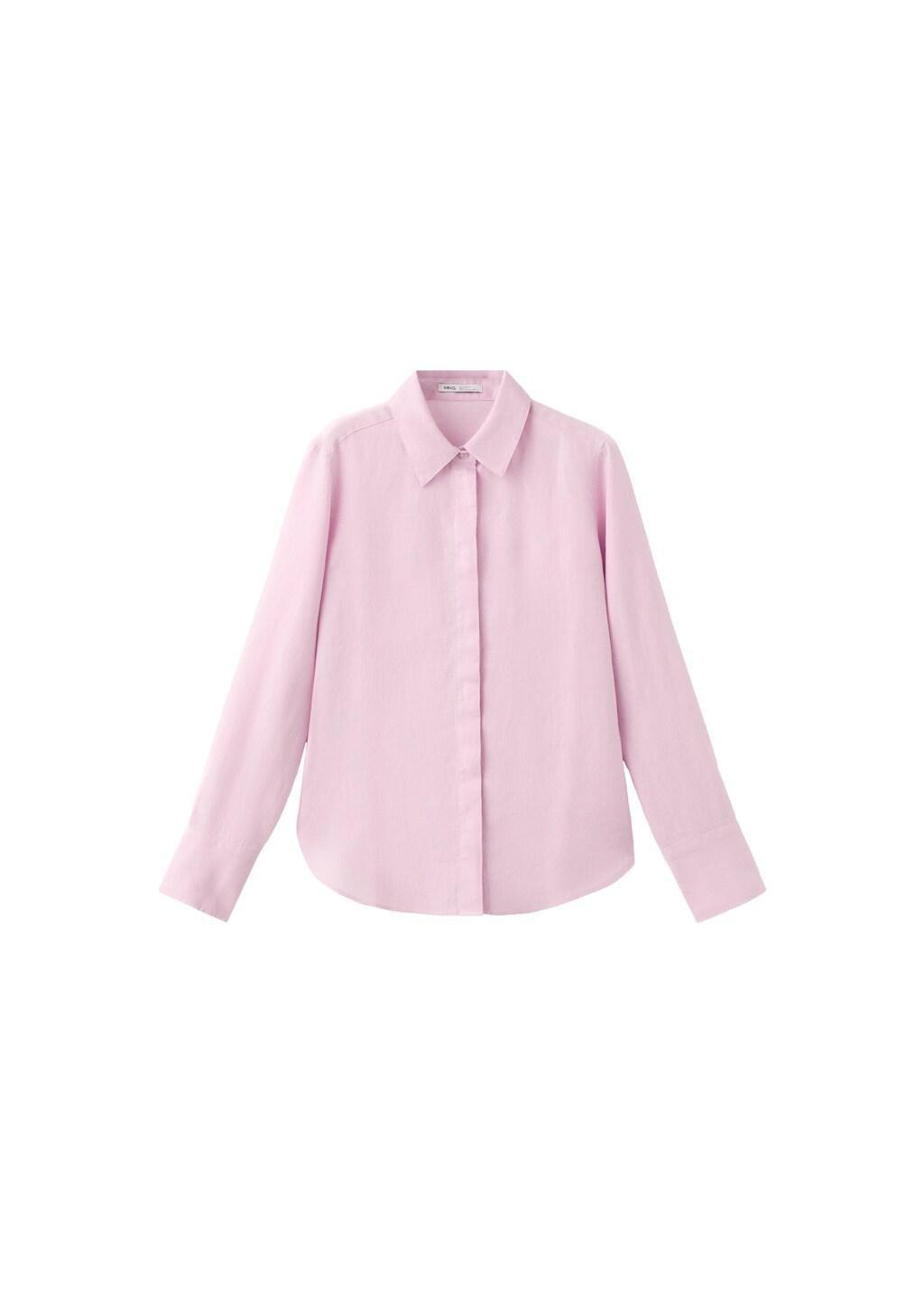 Pink Straight Linen Shirt, 0201_85, large image number 6