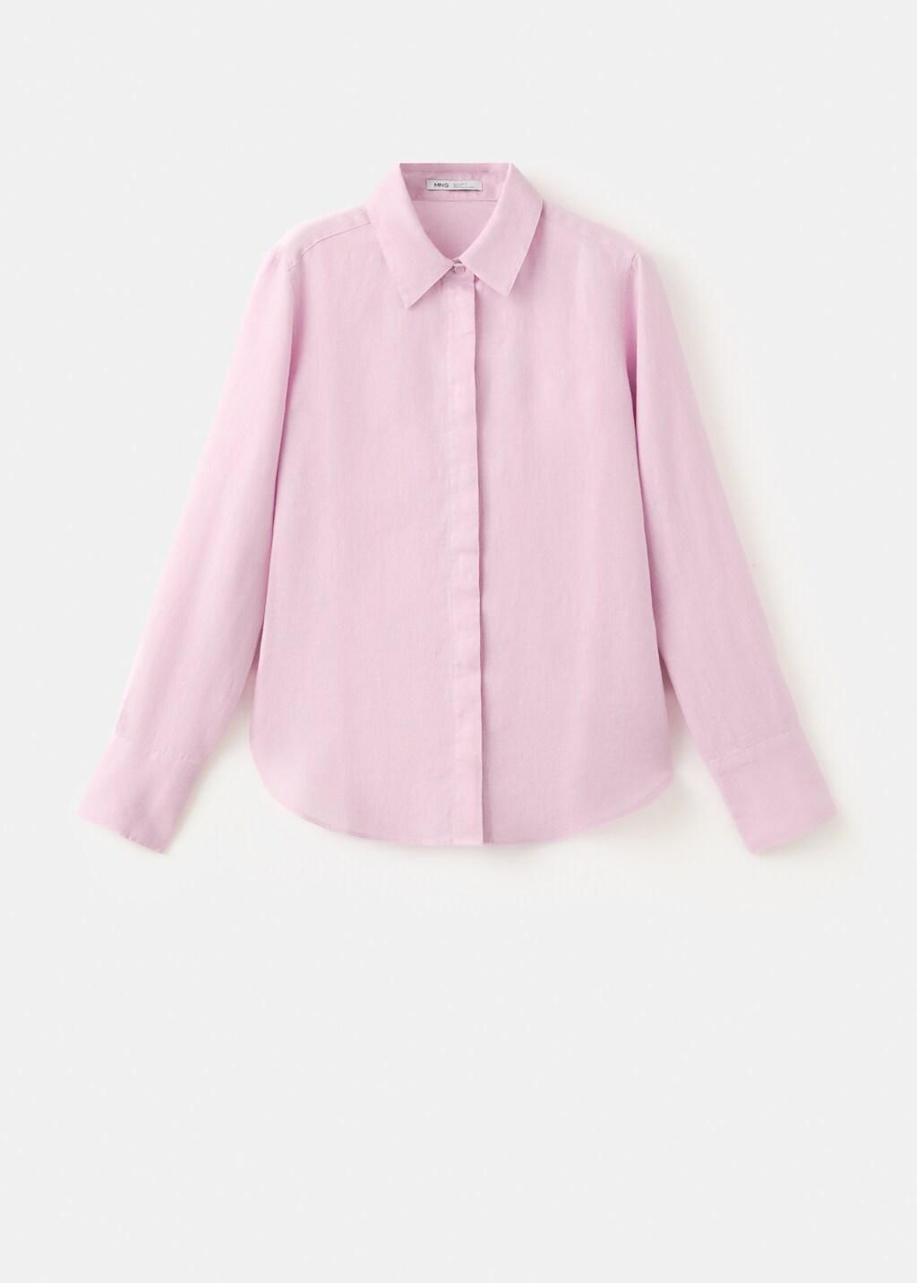 Pink Straight Linen Shirt, 0201_85, large image number 7