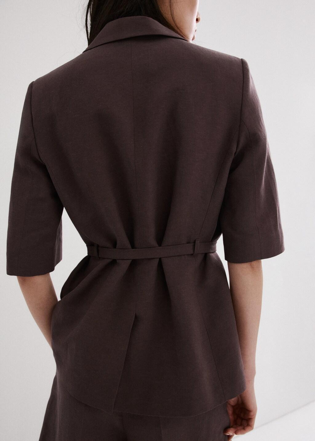 Purple Linen Suit Jacket With Belt, 0201_65, large image number 2