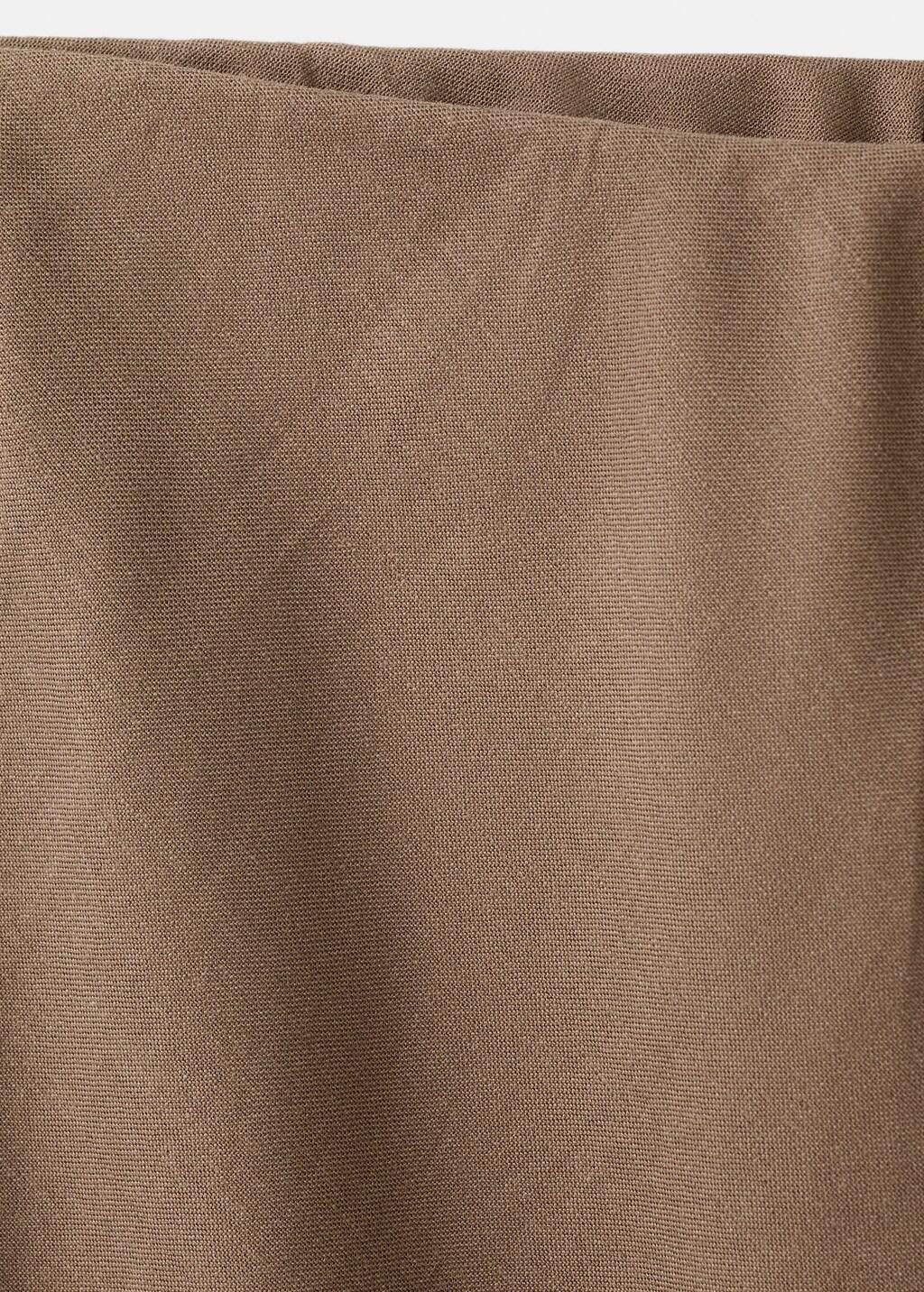 Brown Linen-Blend Straight Skirt, Brown, large image number 1