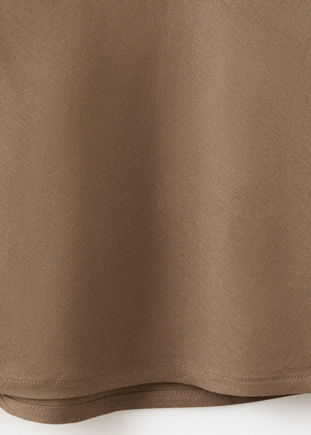 Brown Linen-Blend Straight Skirt, Brown, large image number 4