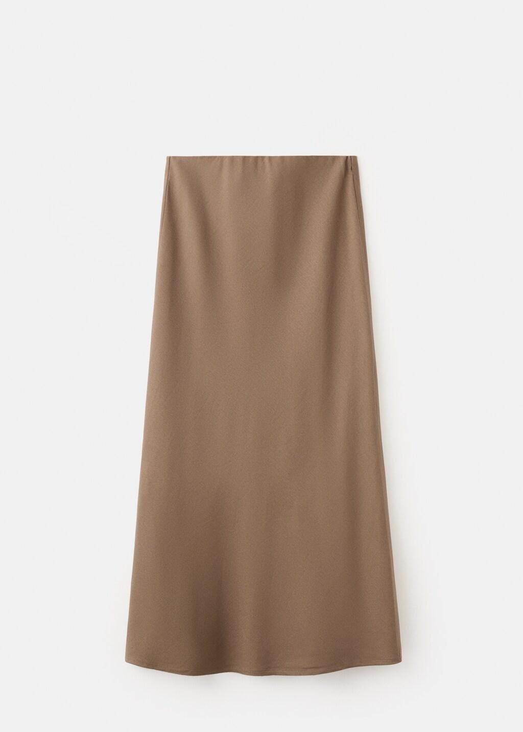 Brown Linen-Blend Straight Skirt, Brown, large image number 6