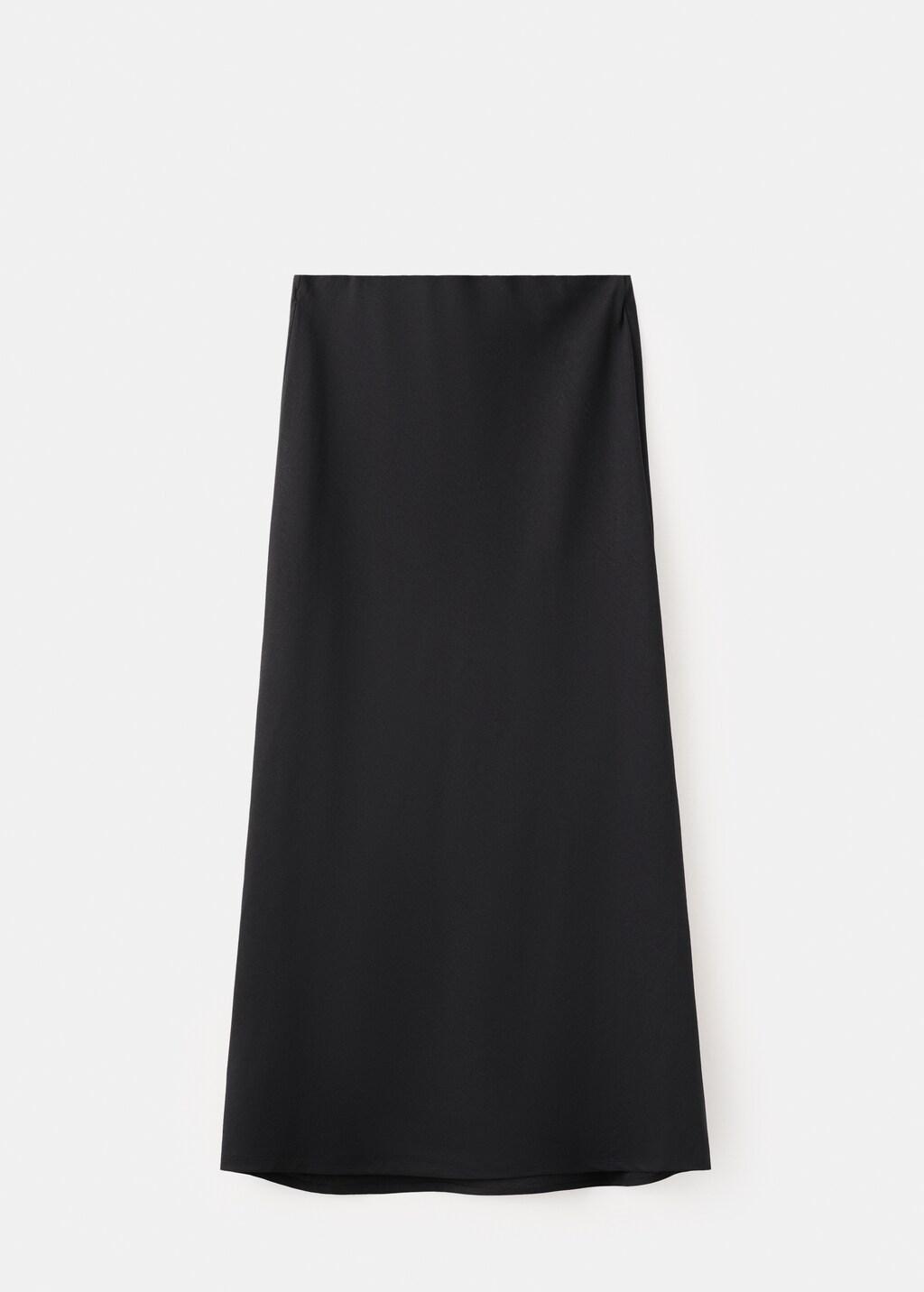 Black Linen-Blend Straight Skirt, 0201_99, large image number 7