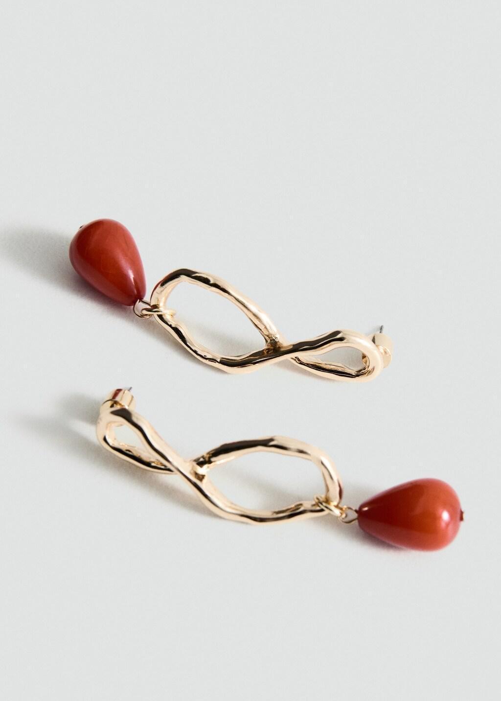 Gold Beaded Drop Earrings, 0201_OR, medium