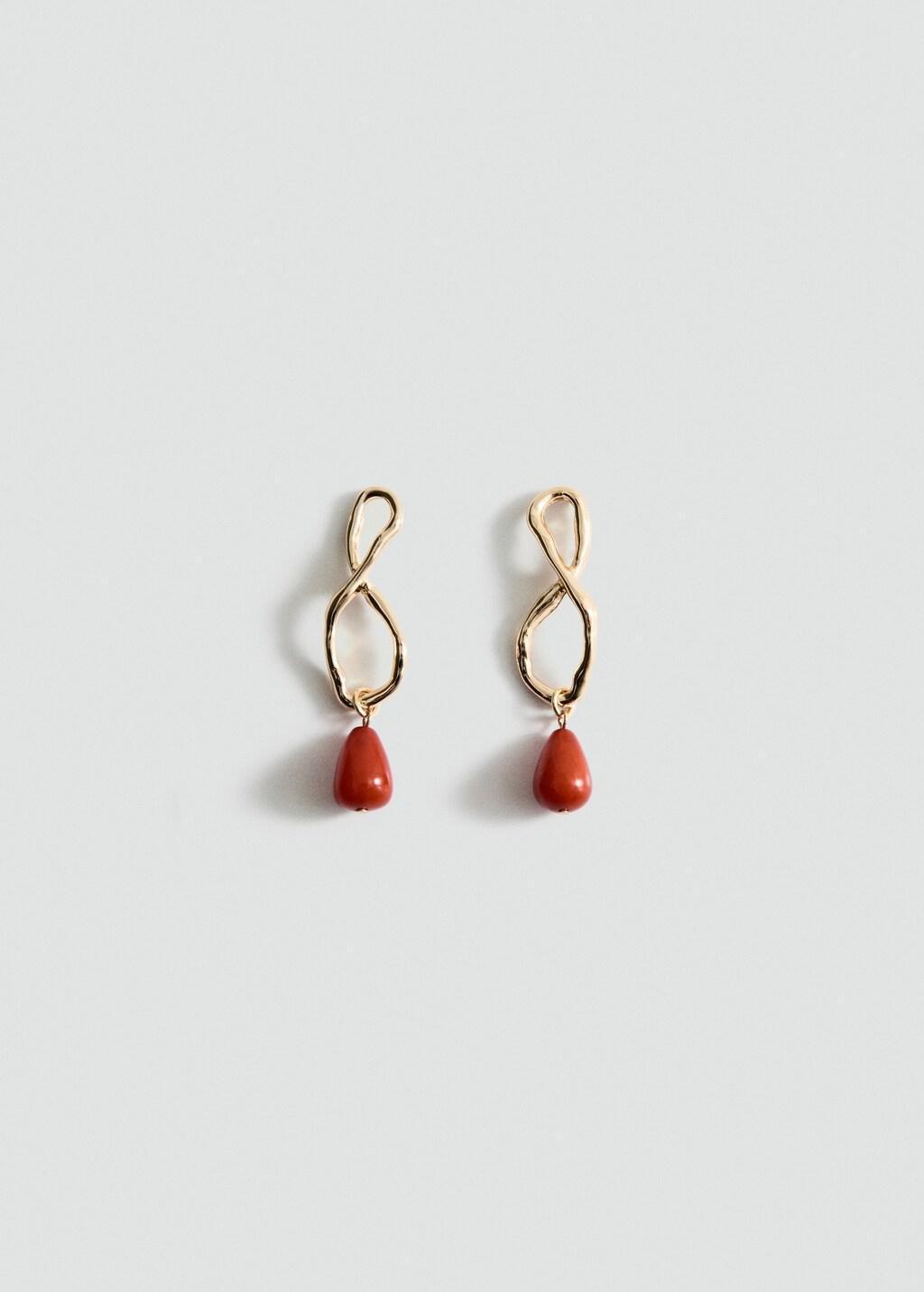 Gold Beaded Drop Earrings, 0201_OR, large image number 2