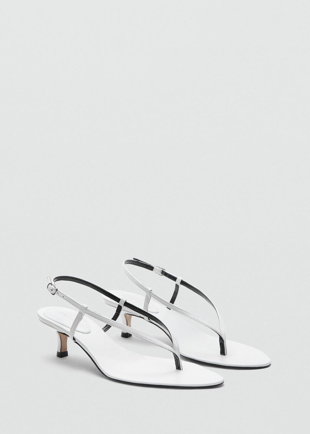 White Heeled Leather Sandals With Straps, 0201_01, large image number 1