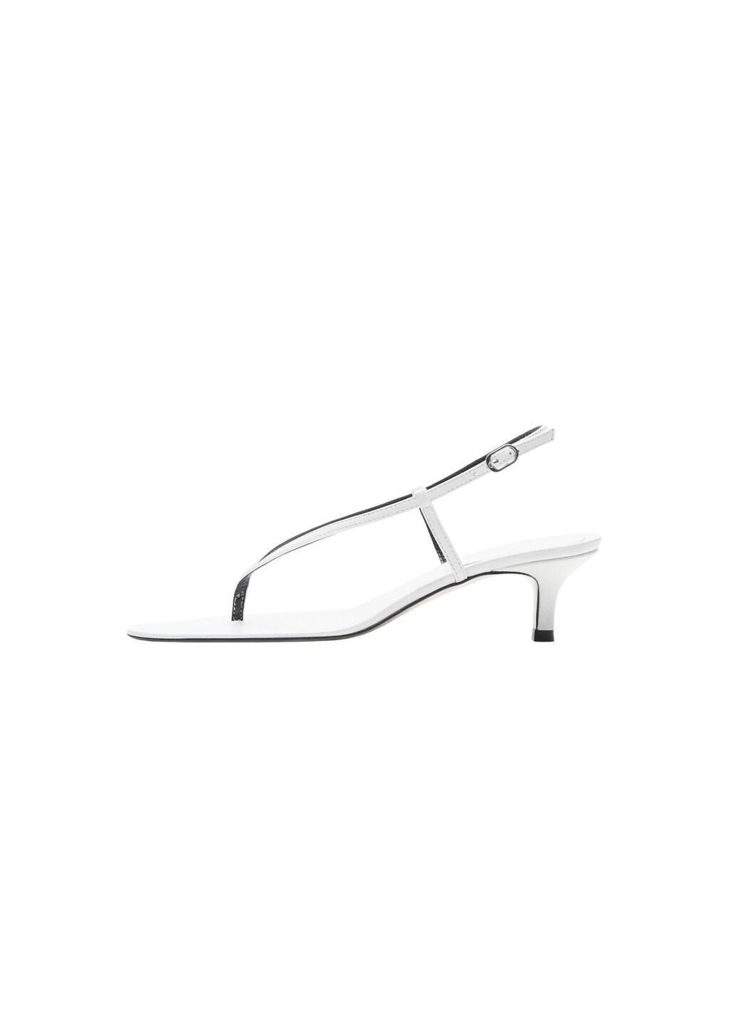 White Heeled Leather Sandals With Straps, 0201_01, large image number 3