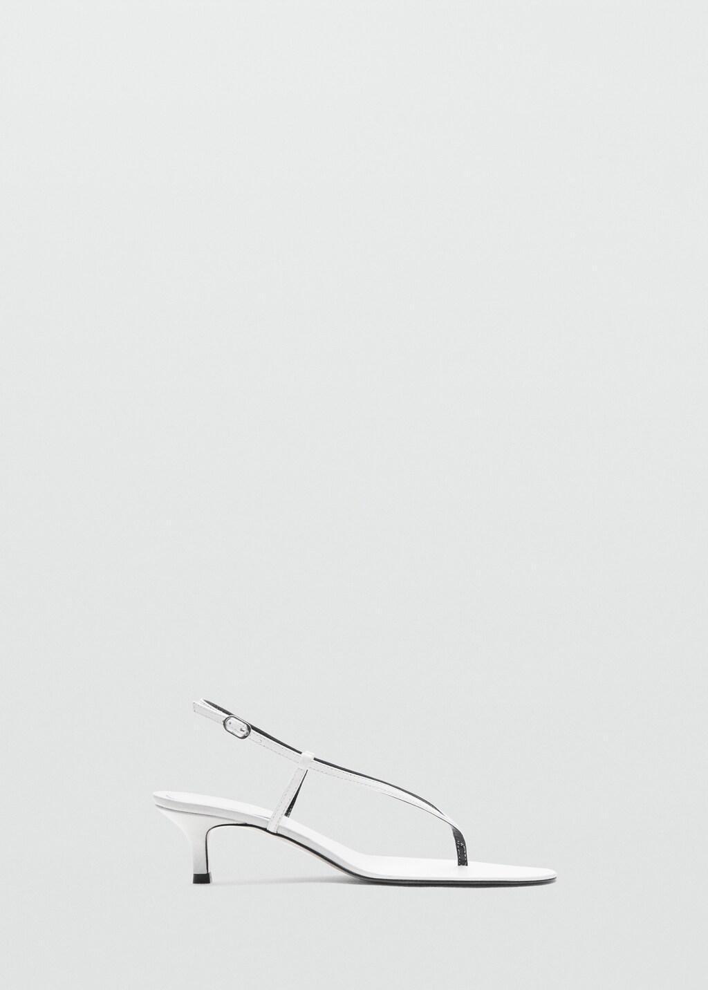 White Heeled Leather Sandals With Straps, 0201_01, large image number 4