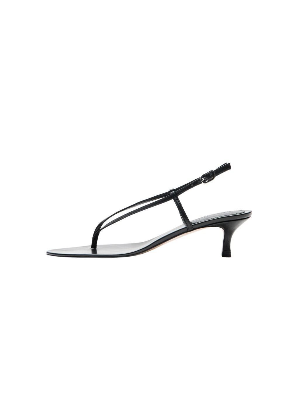 Black Heeled Leather Sandals With Straps, 0201_99, large image number 3