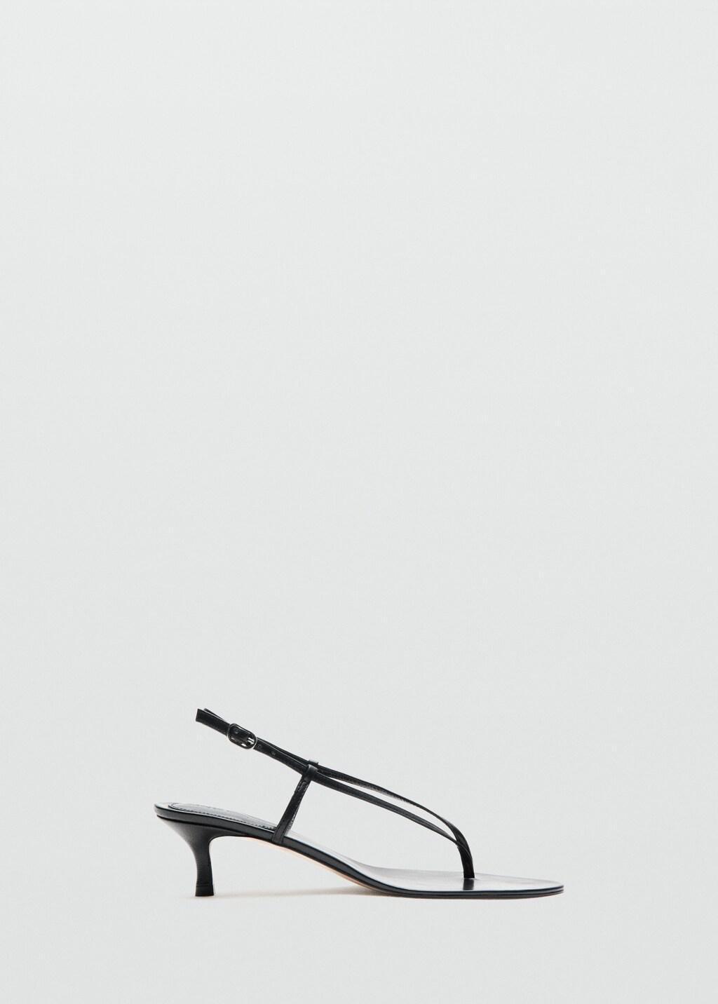 Black Heeled Leather Sandals With Straps, 0201_99, large image number 4