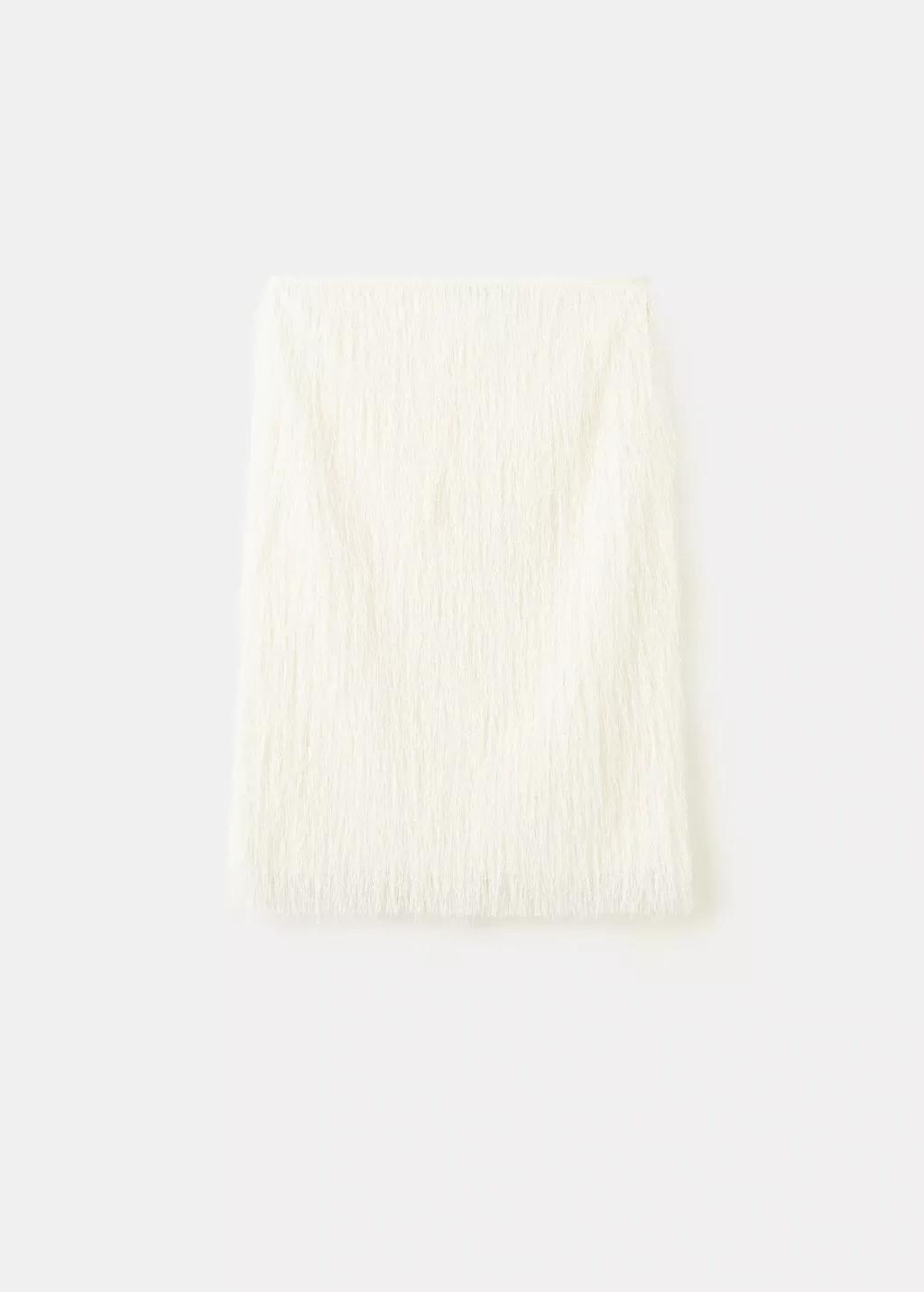White Midi Skirt With Textured Yarn, 0201_02, large image number 6