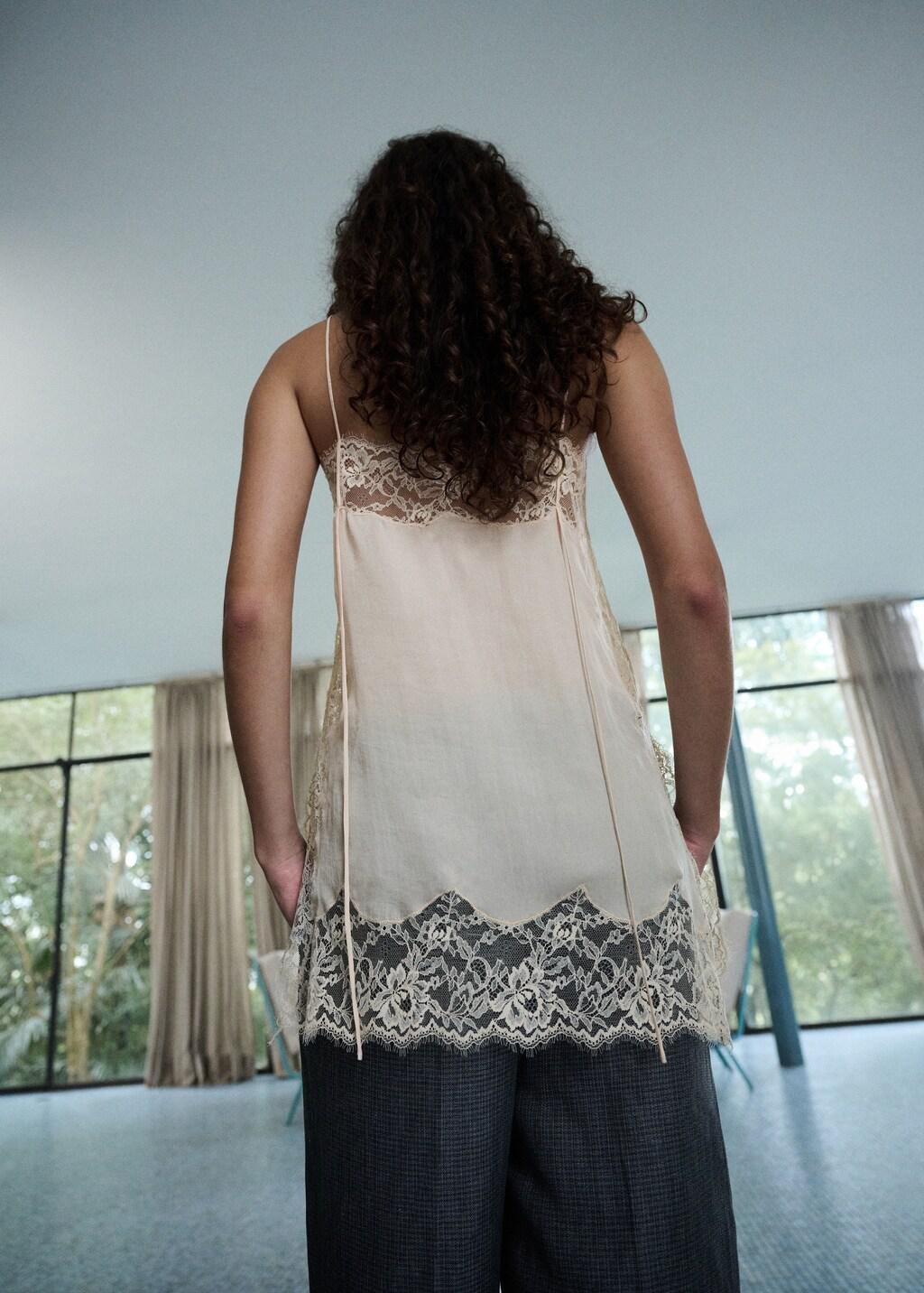 Beige Lace Top, Light Beige, large image number 2