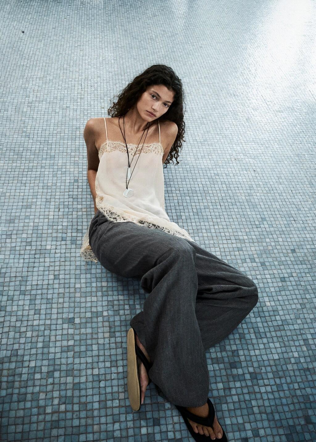 Beige Lace Top, Light Beige, large image number 4