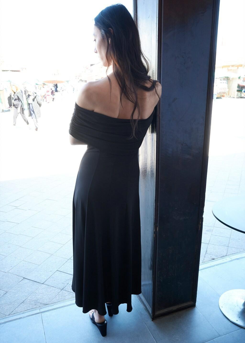 Black Strapless Flared Dress, Black, large image number 2
