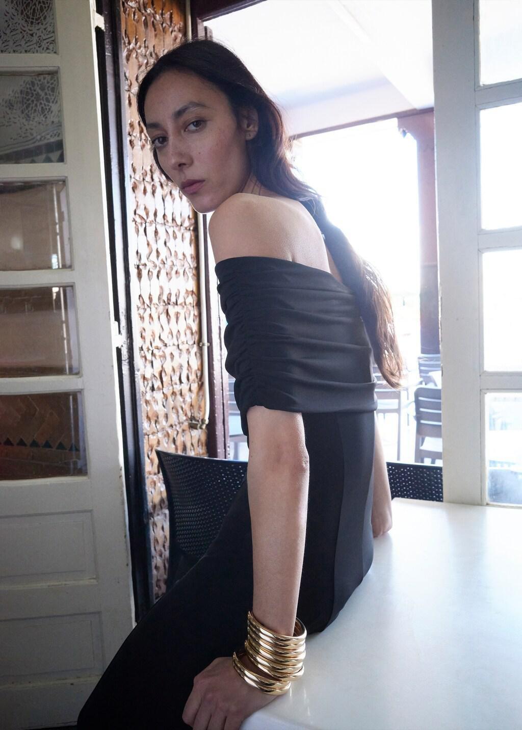 Black Strapless Flared Dress, Black, large image number 3